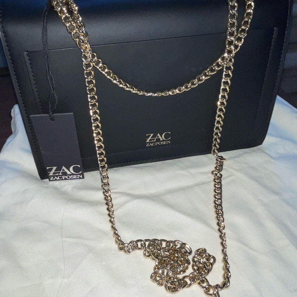 NEW WT Zac Zac Posen Eartha Medium Chain Shoulder Handbag Black Floral - Picture 9 of 13